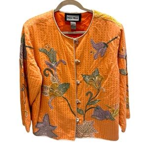 Indigo Moon Women's Orange Embroidered Jacket